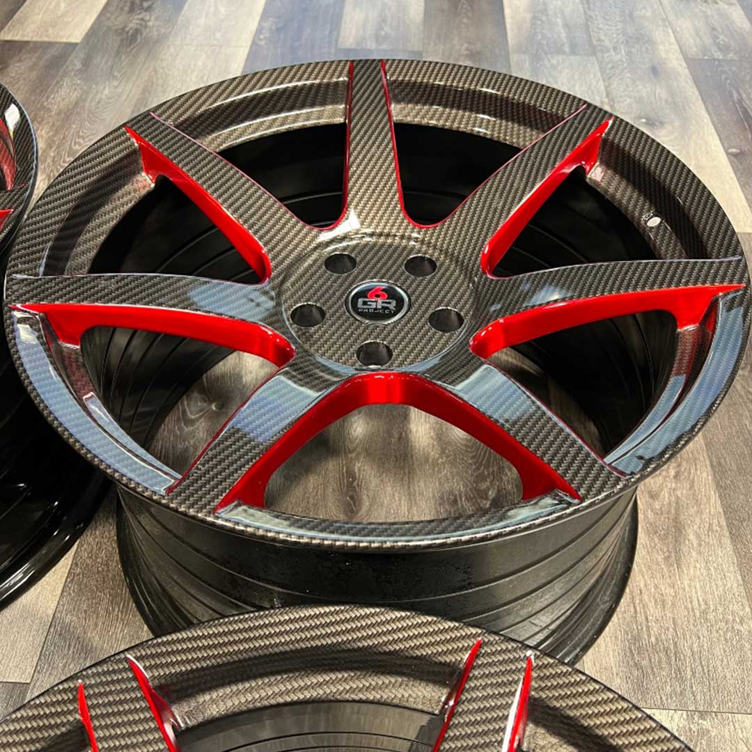 project 6gr seven spun forged carbon hydro dip red inventory special