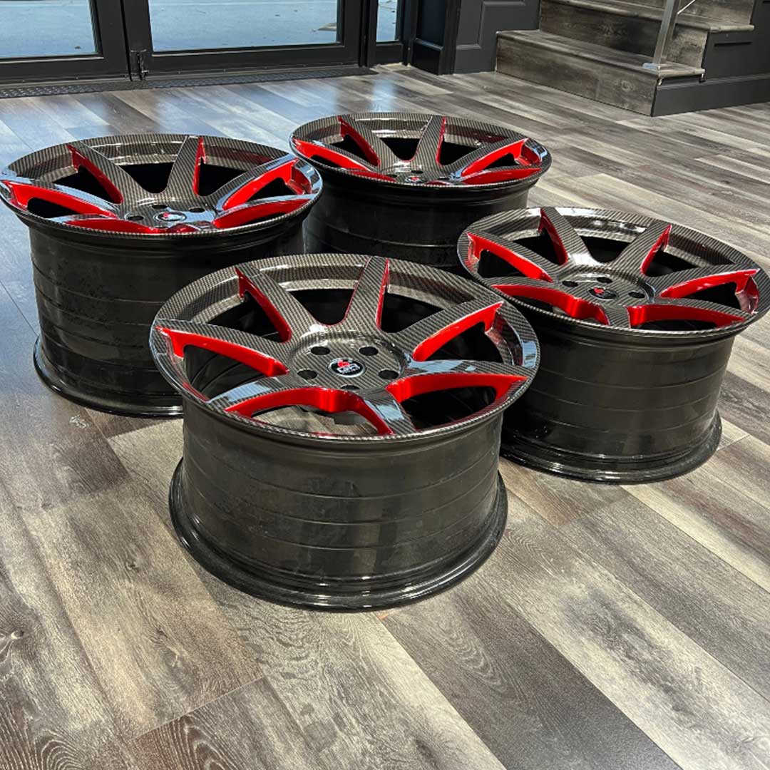 project 6gr seven spun forged carbon hydro dip red inventory special