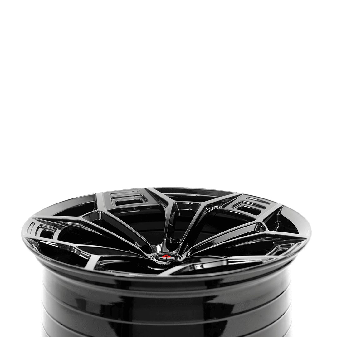 project 6gr ten d spun forged wheel gloss black concave profile