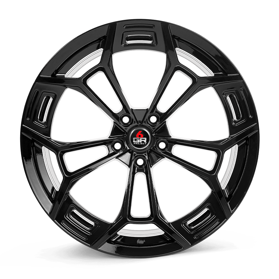 project 6gr ten d spun forged wheel gloss black front