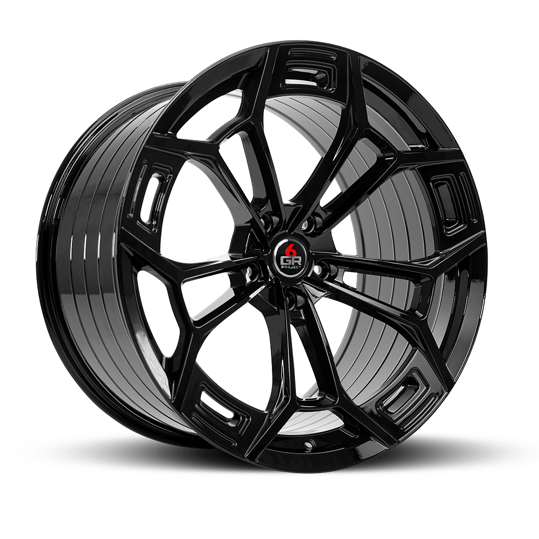 project 6gr ten d spun forged wheel gloss black angle