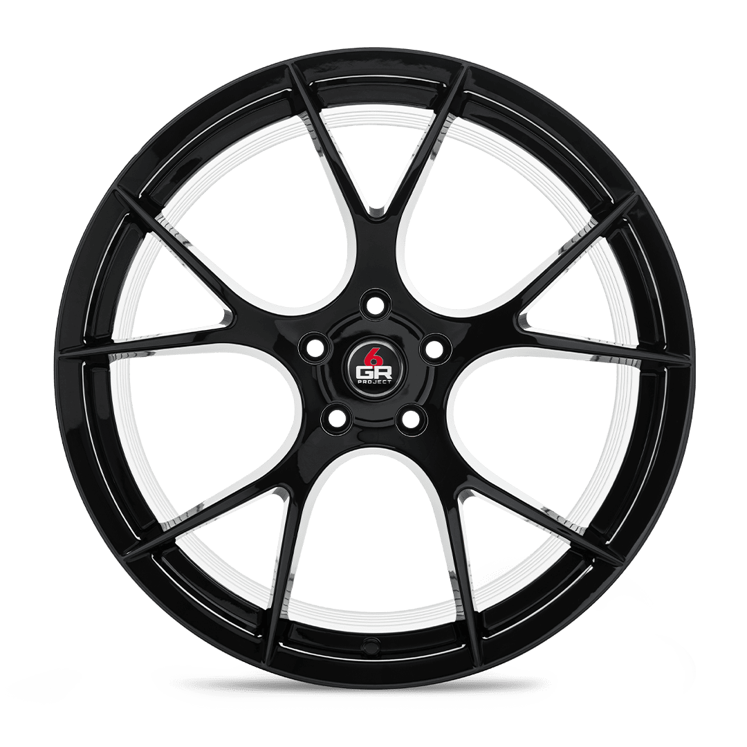 project 6gr ten spun forged wheel gloss black front