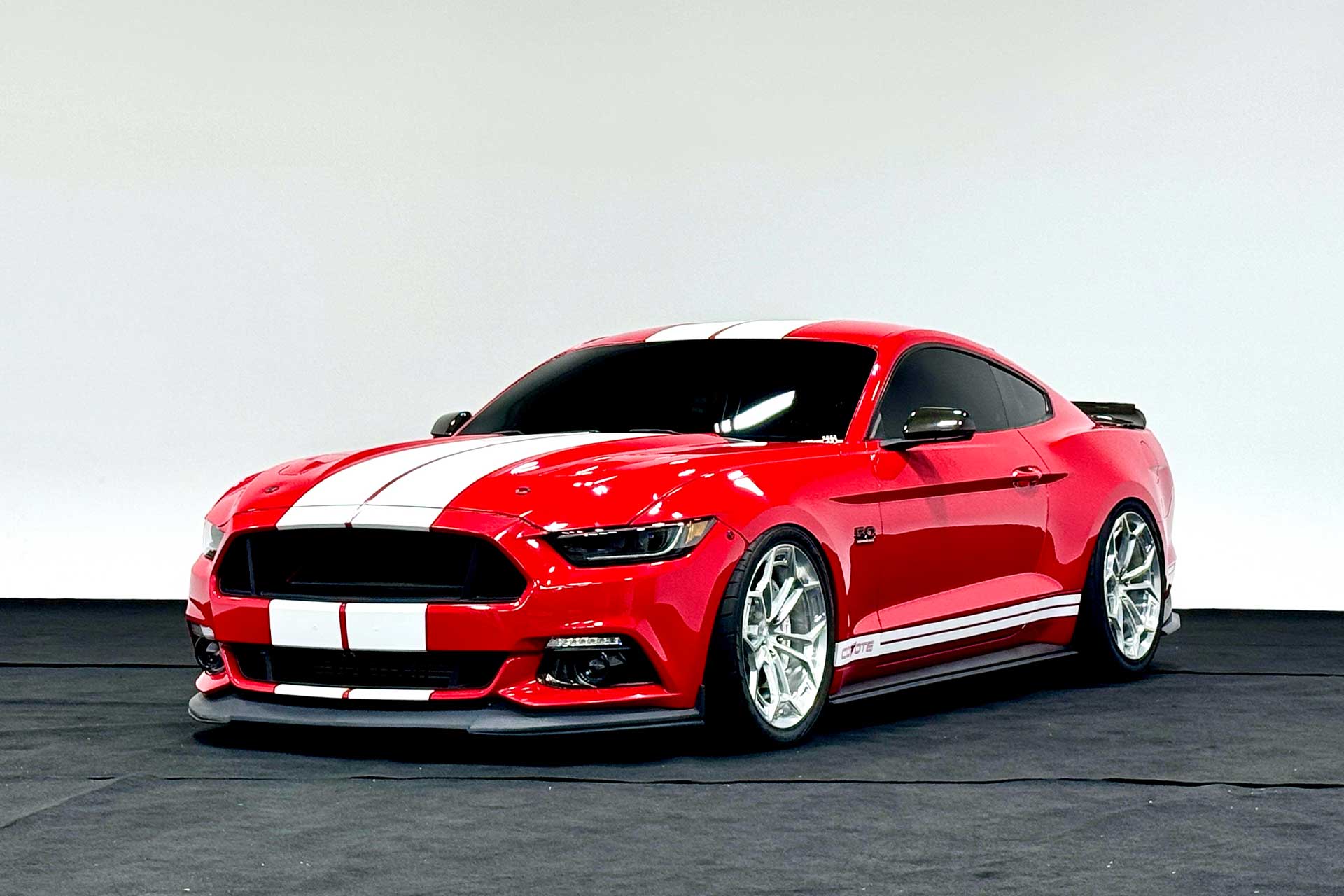 race red supercharged s550 ford mustang gt with project 6gr ten d wheels