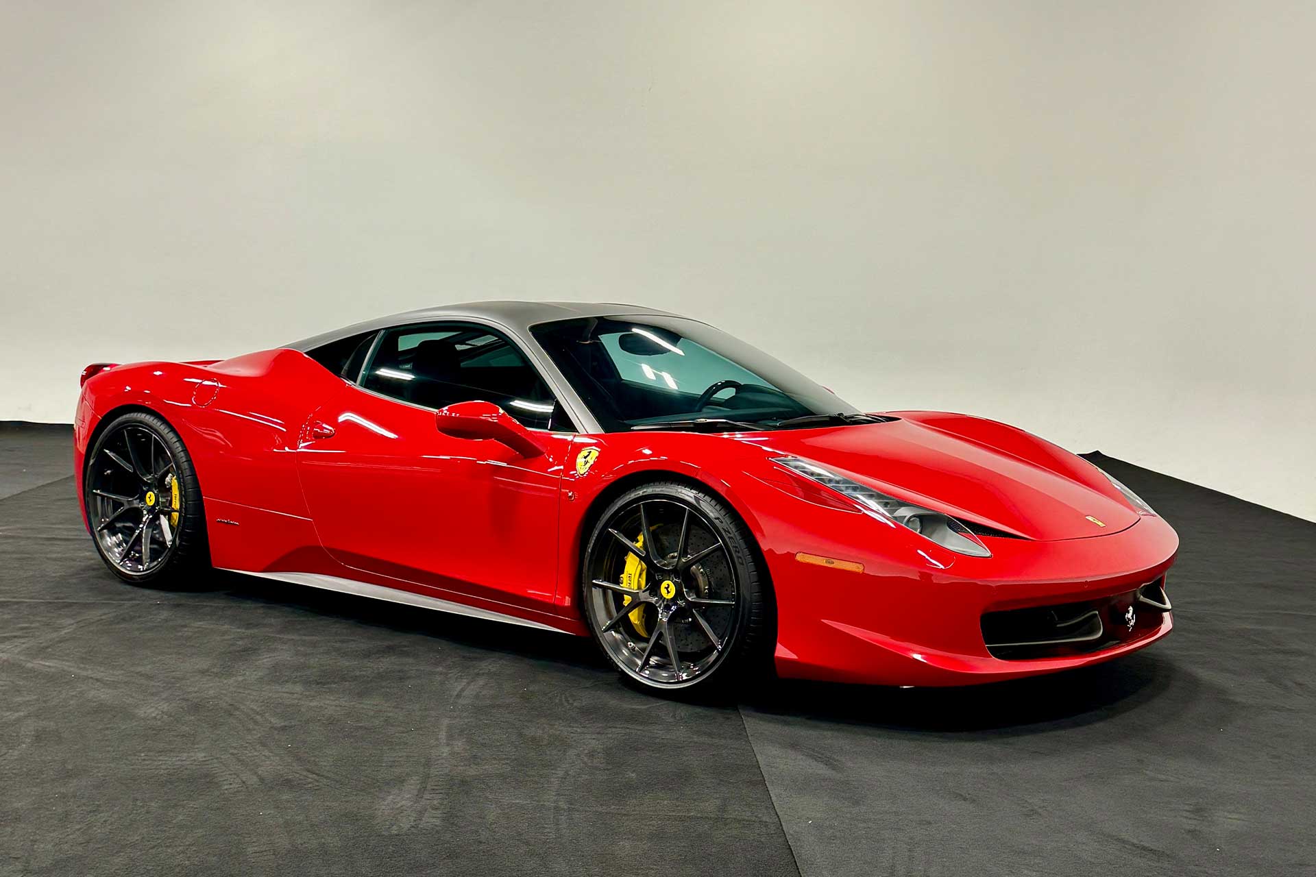 red ferrari 458 italia with forged project 6gr ten wheels
