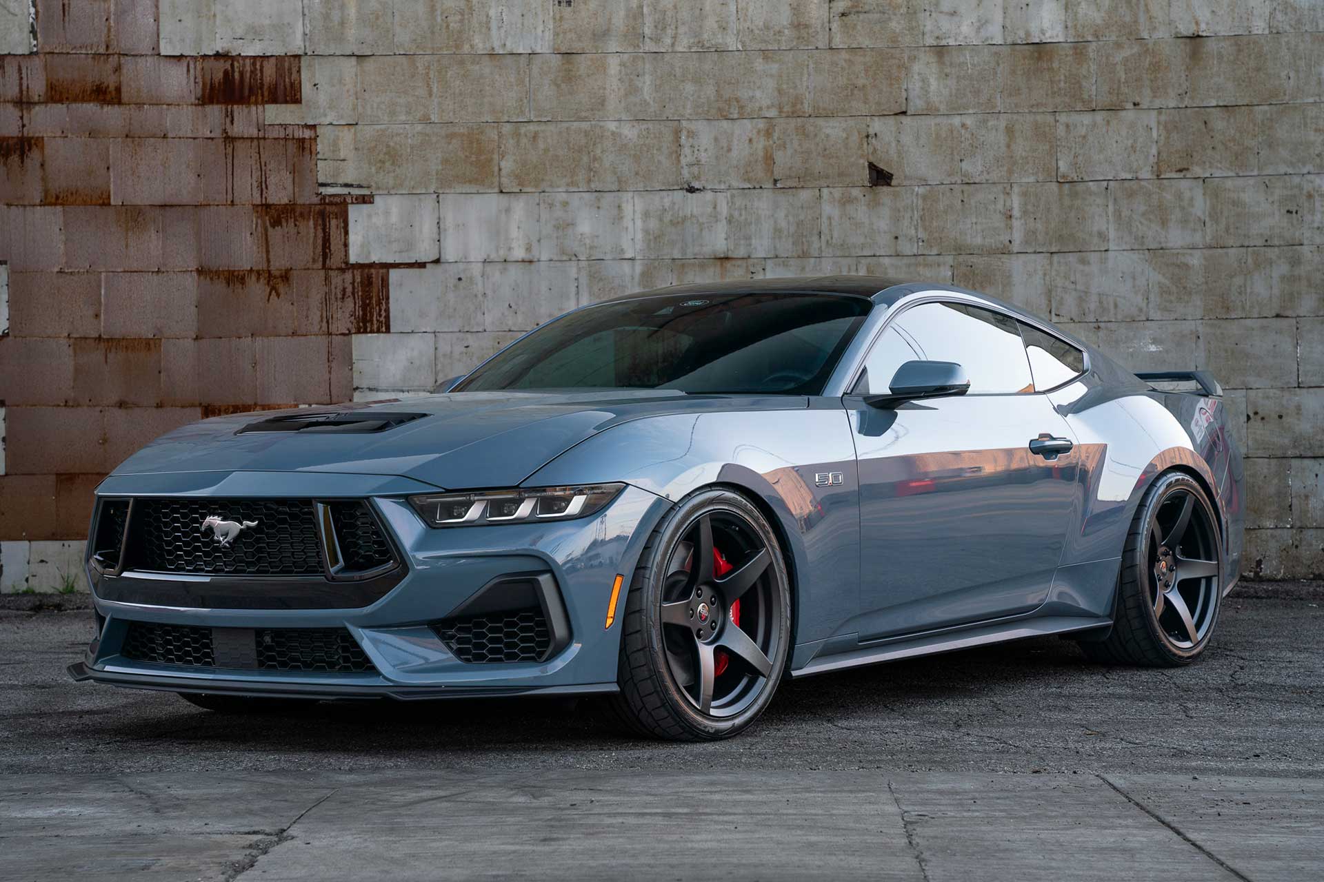 vapor blue s650 ford mustang gt with project 6gr five wheels