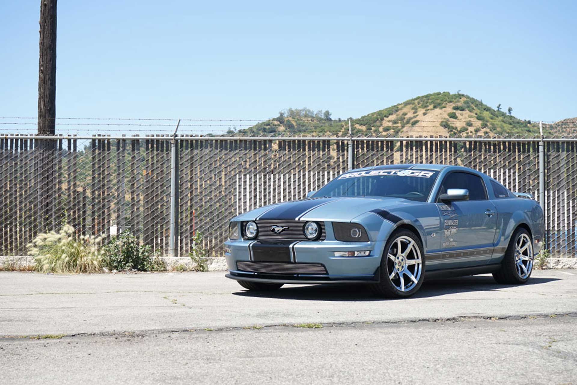 windveil blue s197 ford mustang gt with chrome plated project 6gr seven wheels