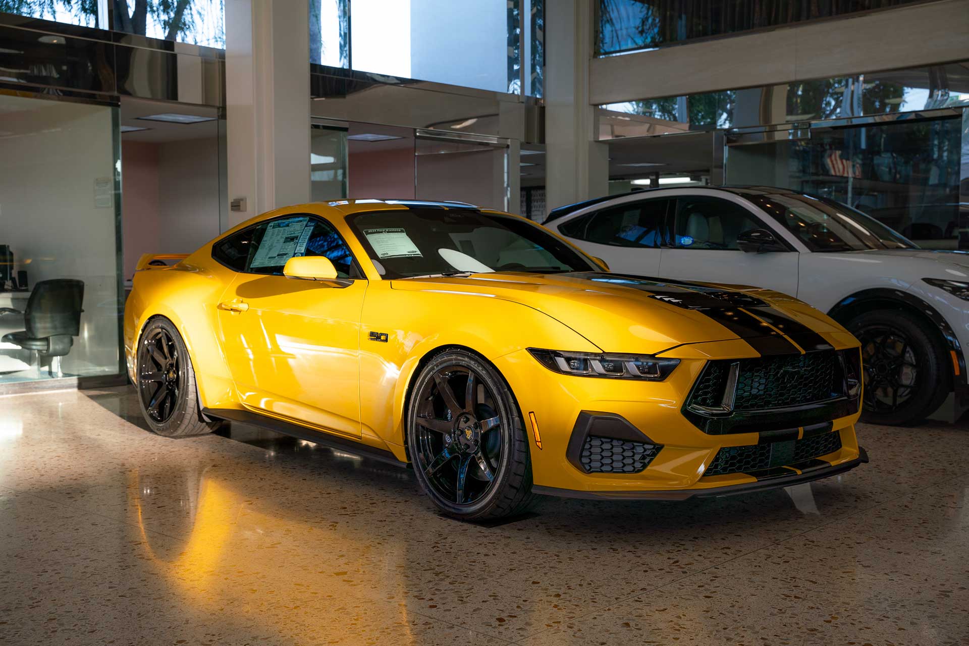 splash yellow s650 ford mustang gt with project 6gr seven wheels galpin auto sports